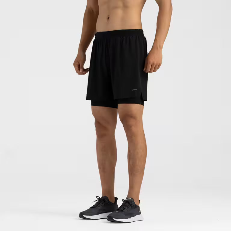 Men's Run 500 2in1 Comfort running shorts - Black