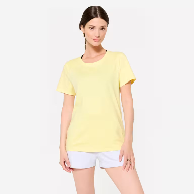 Women's Crew Neck Cotton T-Shirt - Pastel Yellow