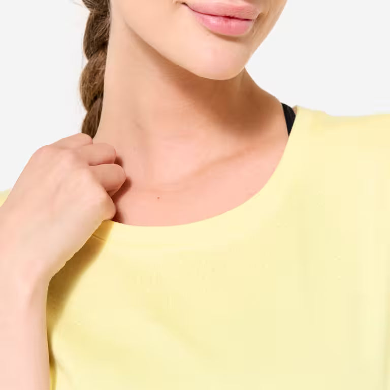 Women's Crew Neck Cotton T-Shirt - Pastel Yellow
