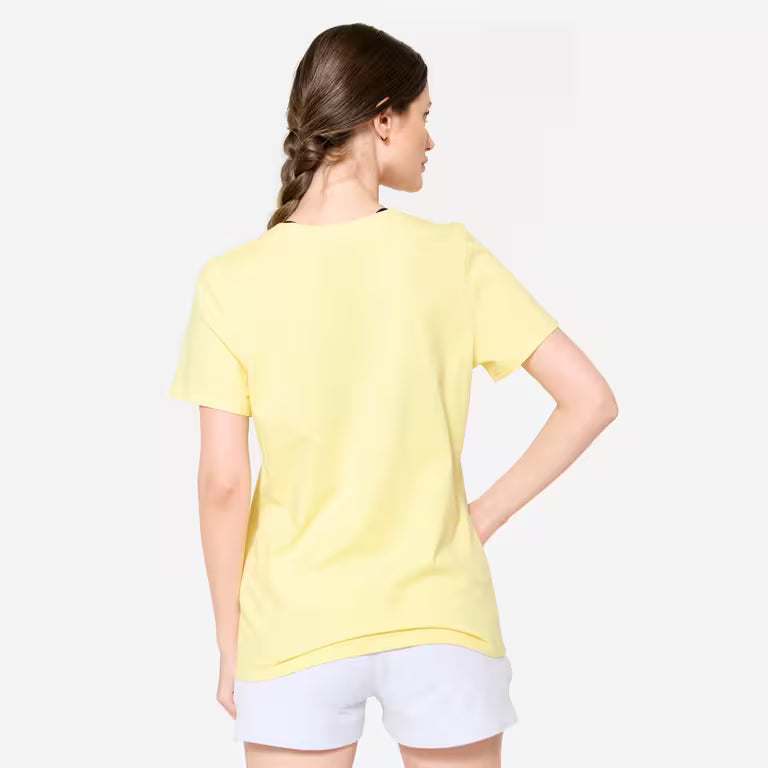 Women's Crew Neck Cotton T-Shirt - Pastel Yellow
