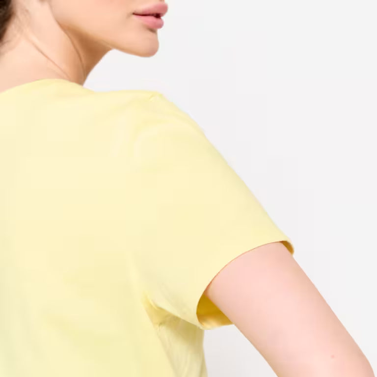 Women's Crew Neck Cotton T-Shirt - Pastel Yellow