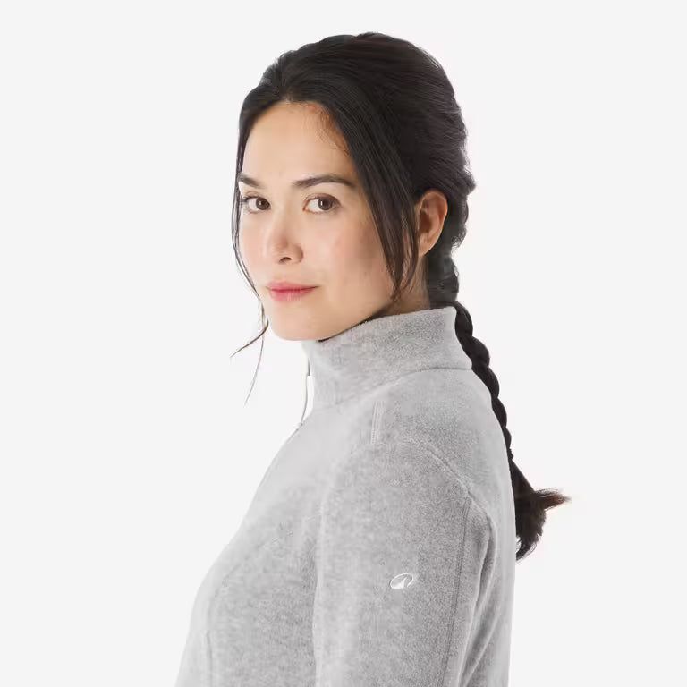 Women’s mountain hiking fleece jacket, MH100 Full Zip - Grey