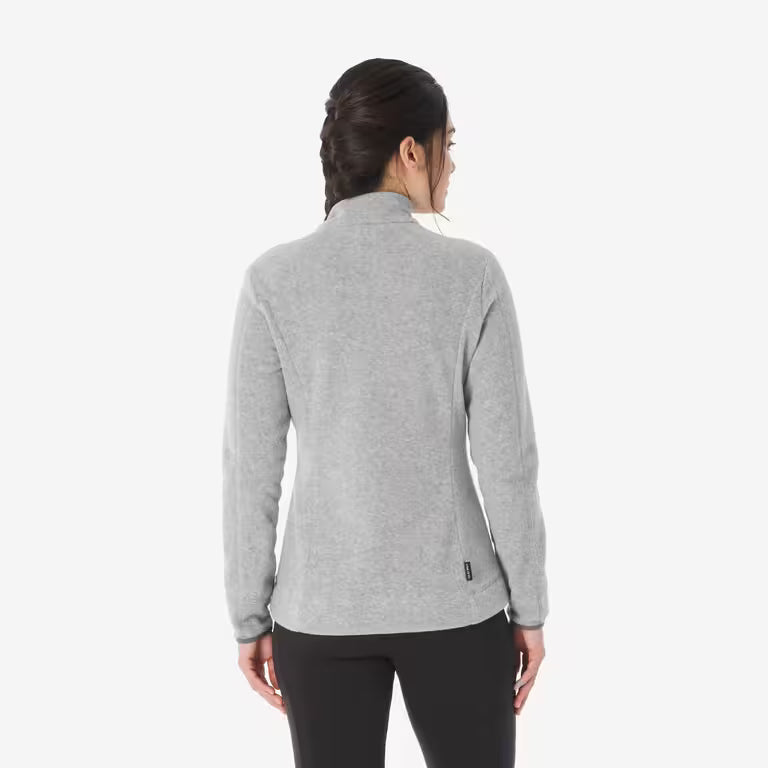 Women’s mountain hiking fleece jacket, MH100 Full Zip - Grey