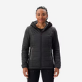 Women’s synthetic trekking padded jacket with hood, MT100 - Black