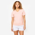 Women's V-Neck Cotton Fitness T-Shirt - Pearl Pink