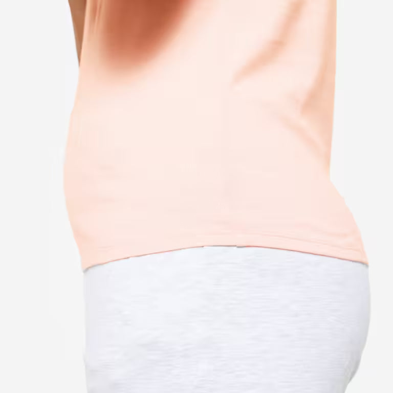 Women's V-Neck Cotton Fitness T-Shirt - Pearl Pink